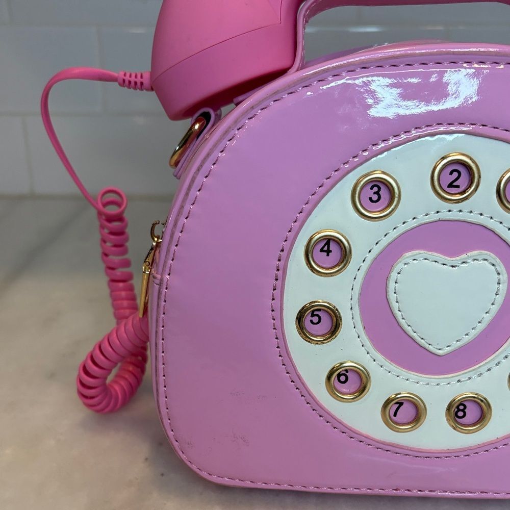 Pink Novelty Telephone Crossbody Bag - Ladies Fashion Handbag - Picture 3 of 16